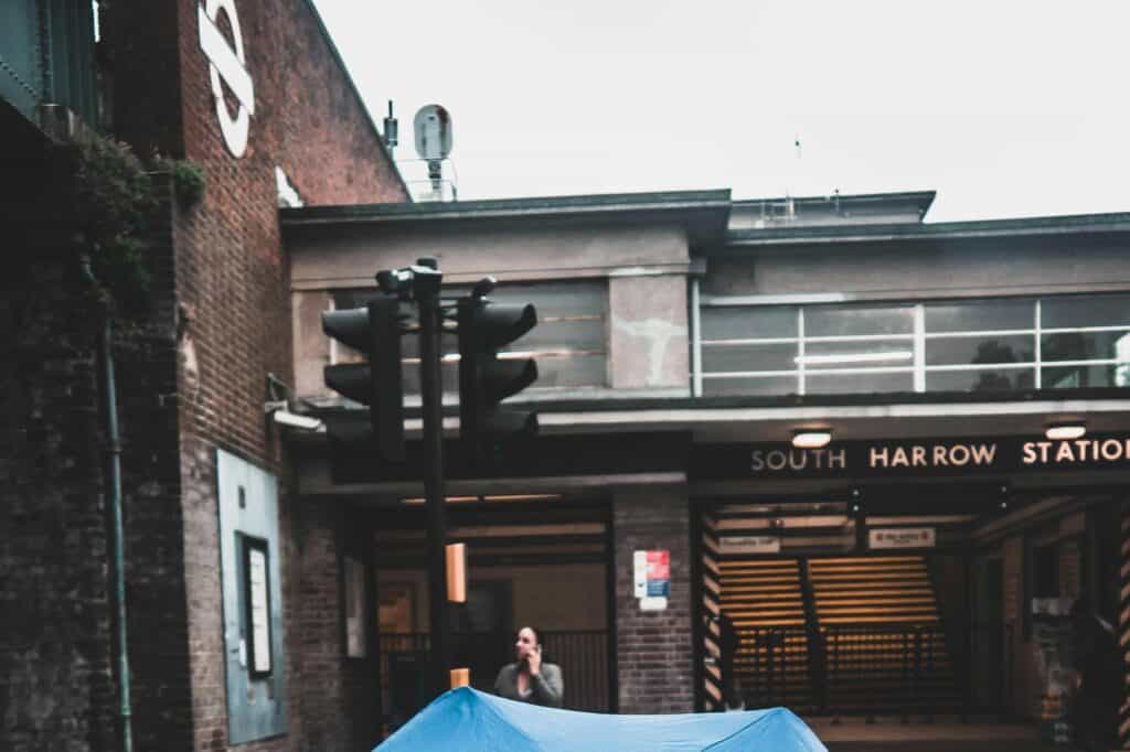 South Harrow Station entrance in the concept of 'how to use Harrow's public transport'.