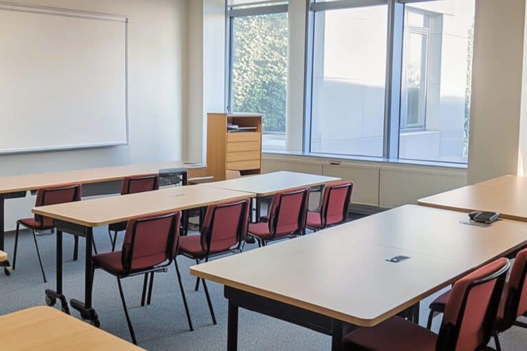 A modern empty classroom in the concept of 'top schools in Harrow'.